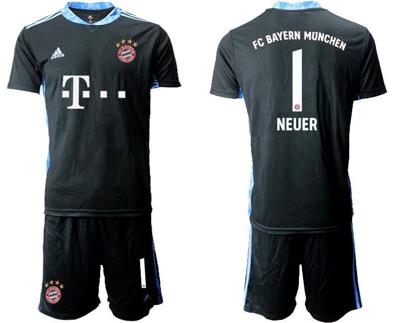 Men 2020-2021 club Bayern Munich black goalkeeper #1 Soccer Jerseys->bayern munich jersey->Soccer Club Jersey